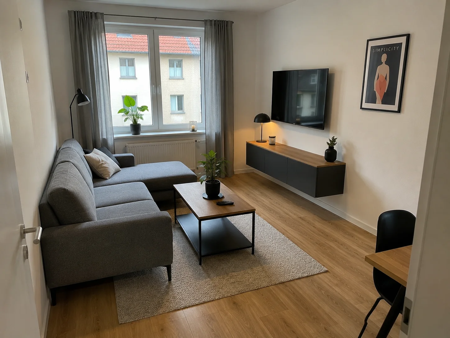 Helles Wohnzimmer der Stadtwohnung in St. Johann, Saarbrücken